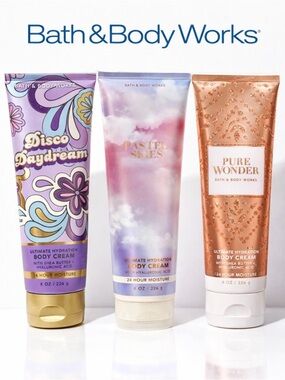 Bath & Body Works Body Cream Lot 3 Disco Daydream Pastel‎ Skies Pure Wonder